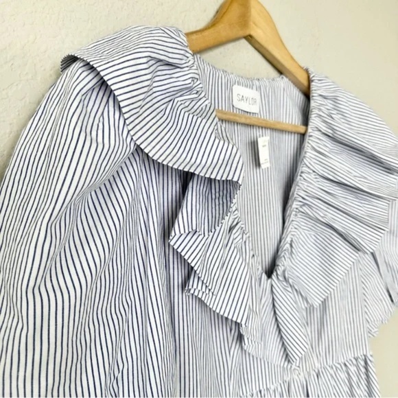 Saylor Zerina Striped Linen Blend A Line Mini Dress - Picture 12 of 17